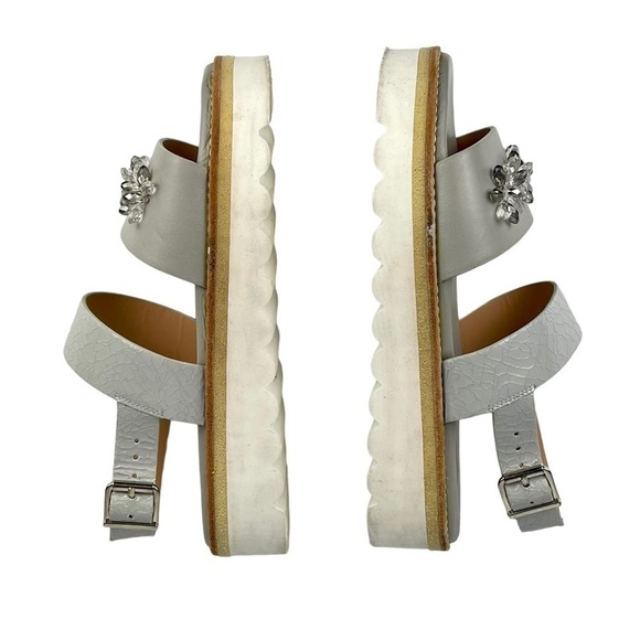 ANTHROPOLOGIE SANCHITA CRACKLE LEATHER BEADED FLORAL SLINGBACK PLATFORM SANDAL - Picture 7 of 13